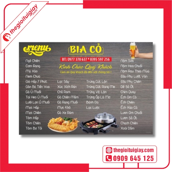  Mẫu menu quán bia hơi đơn giản mà sang trọng - Bia Cỏ 