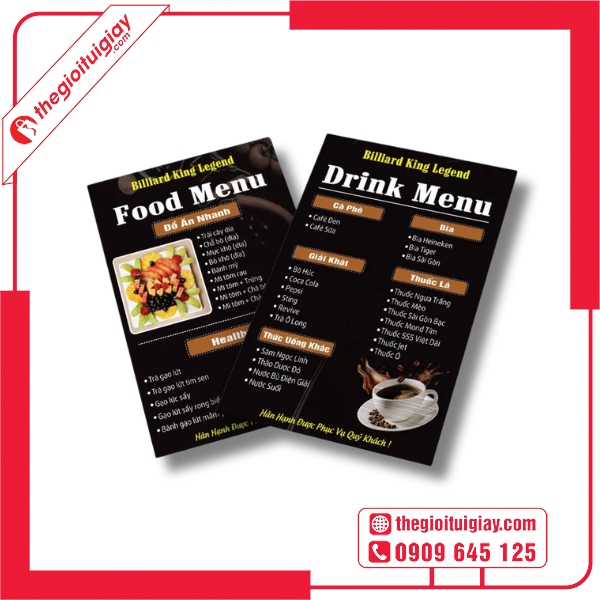 Menu Quán Bida
