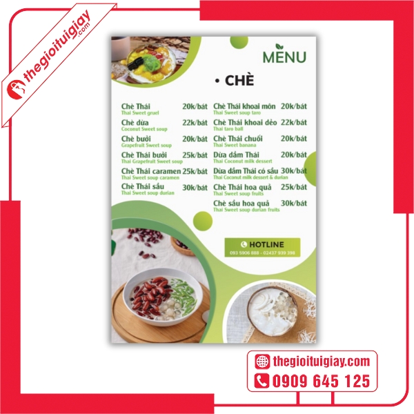  Mẫu menu quán chè đơn giản nhưng cuốn hút 
