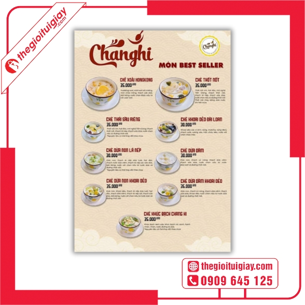  Mẫu menu quán chè Changhi với hình ảnh món chè hấp dẫn 
