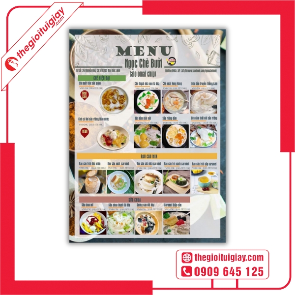  Mẫu menu quán chè in kỹ thuật số sắc nét và bền màu 