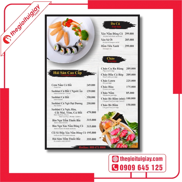 Mẫu menu quán hải sản đẹp cho nhà hàng sang trọng