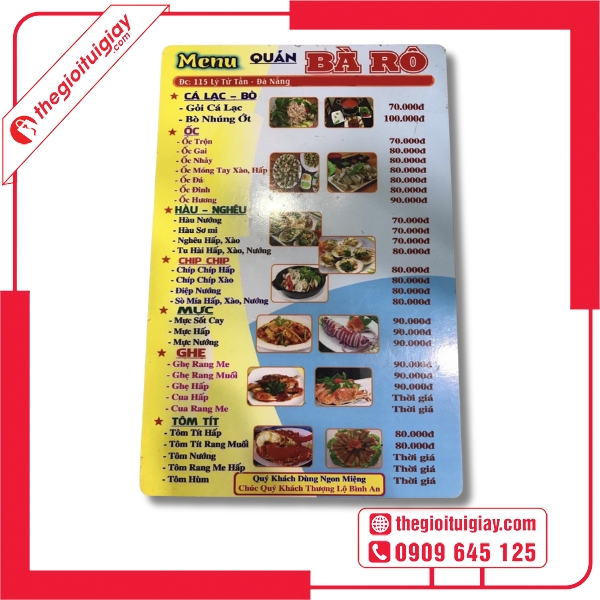  Mẫu menu quán hải sản phong cách Việt Nam truyền thống - Quán Bà Rô 
