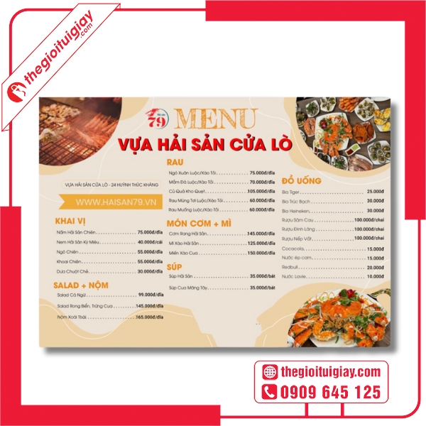 Menu Quán Hải Sản