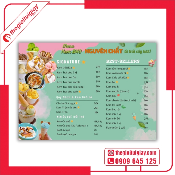  Mẫu menu quán kem trẻ trung, bắt mắt cho mùa hè 