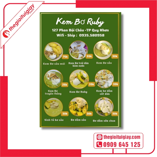  Mẫu menu quán kem có hình ly kem trái cây mát lạnh - Kem Bơ Ruby 