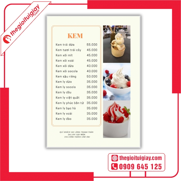  Mẫu menu quán kem phong cách Hàn Quốc nhẹ nhàng 