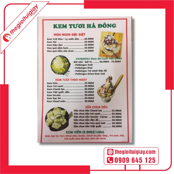  Mẫu menu quán kem với hình ảnh ly kem hấp dẫn - Kem Tươi Hà Đông 