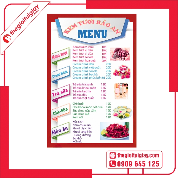  Mẫu menu quán kem đầy màu sắc, thu hút ánh nhìn - Kem Tươi Bảo An 