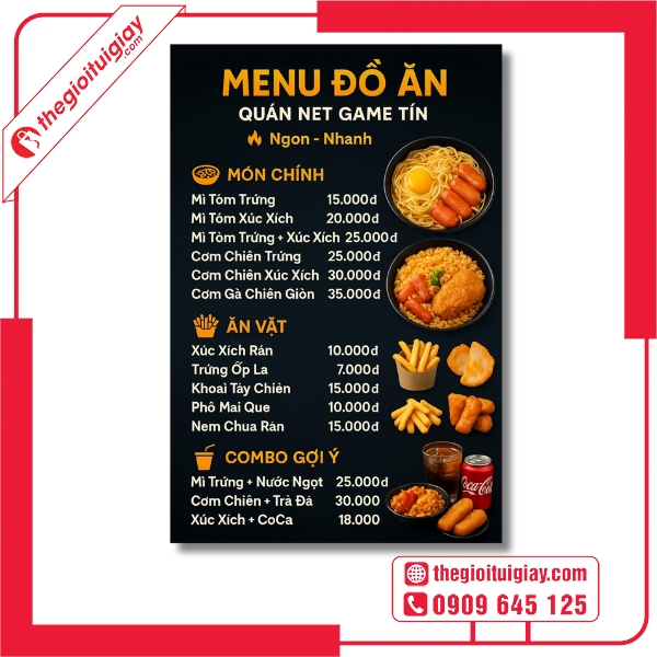 Menu Quán Net