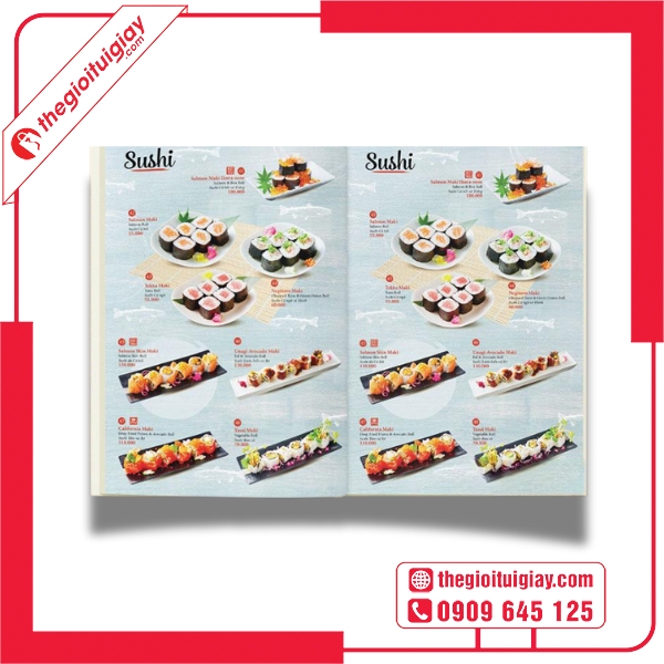  Mẫu menu qu&aacute;n Nhật với c&aacute;c m&oacute;n sushi v&agrave; sashimi hấp dẫn 