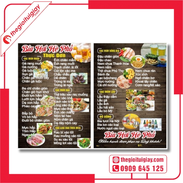  Mẫu menu quán nhậu Bia Hơi Hè Phố phù hợp quán sân vườn và bình dân 