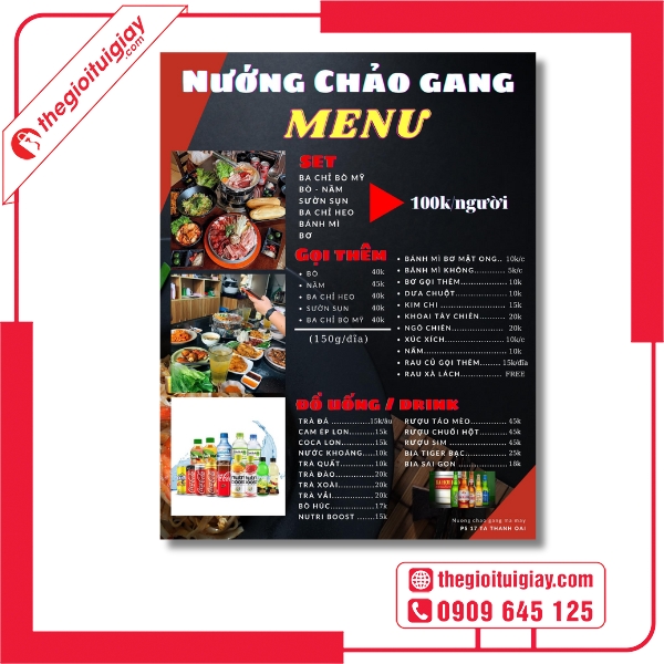 Menu Quán Nướng