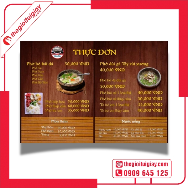  Mẫu menu quán phở truyền thống với tông màu ấm 
