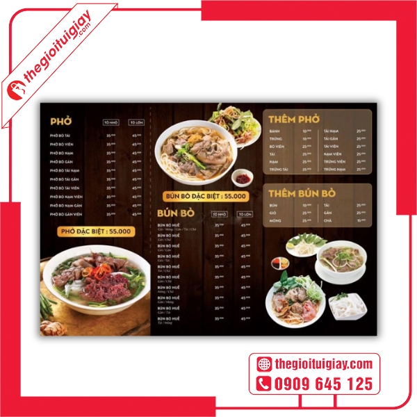  Mẫu menu quán phở đơn giản phù hợp quán bình dân 