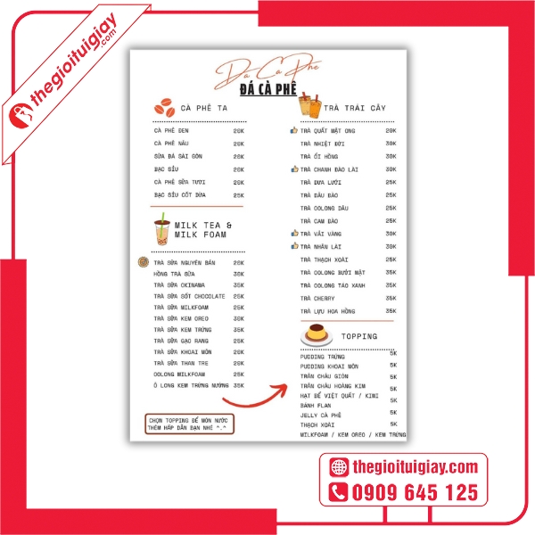  Mẫu menu quán trà đá phong cách trẻ trung năng động Đá Cà Phê 