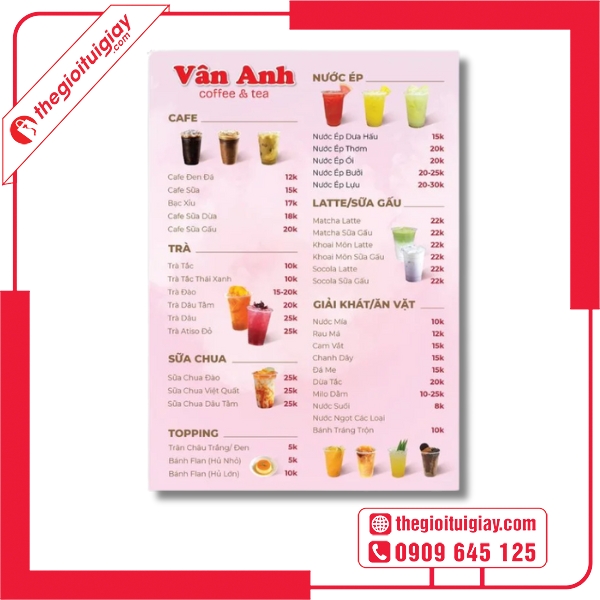  Mẫu menu quán trà đá nhỏ gọn cho quán vỉa hè Vân Anh 