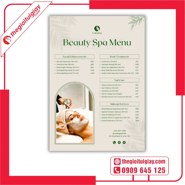 Menu Spa