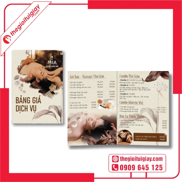 Mẫu menu spa có hình ảnh liệu trình massage chuyên nghiệp