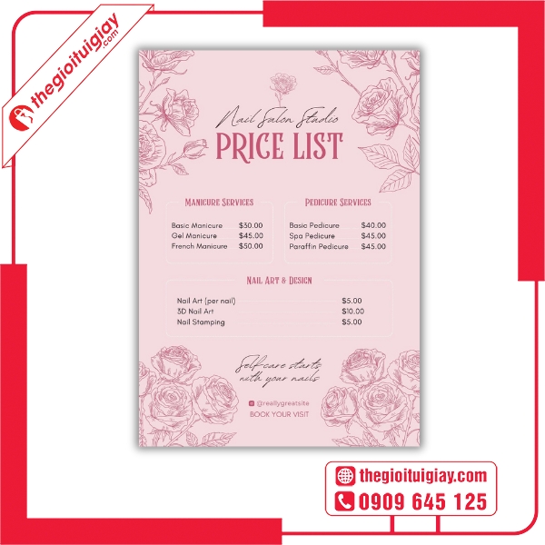  Mẫu menu tiệm nail trang nhã, thu hút ánh nhìn 