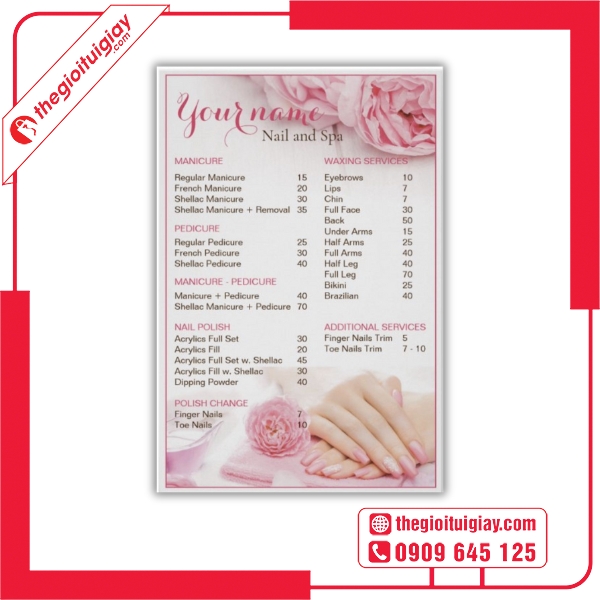  Mẫu menu tiệm nail chuyên nghiệp, ấn tượng 
