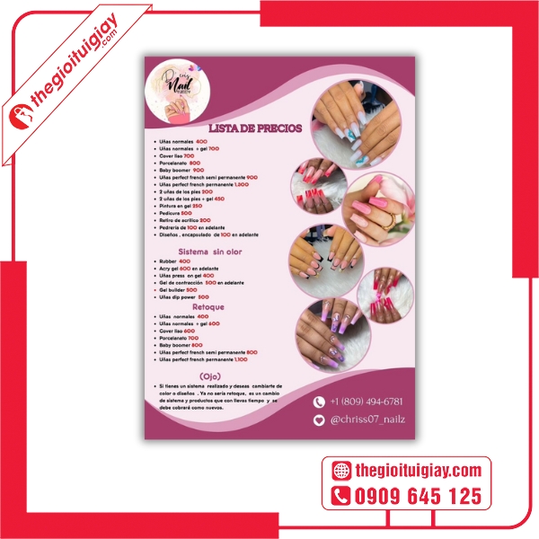  Mẫu menu tiệm nail in giấy mỹ thuật cao cấp 