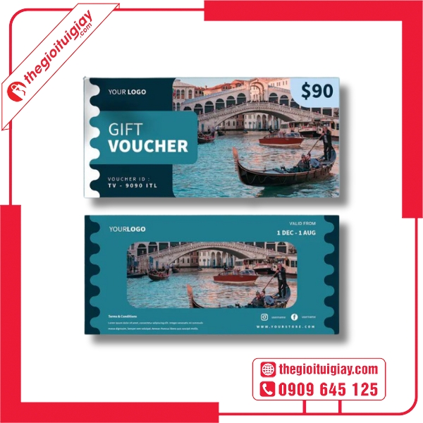  Mẫu voucher du lịch tông màu xanh biển dịu mát 