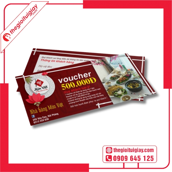  Mẫu voucher giảm giá in ấn chất lượng cao, bền màu - Nhà Hàng Món Việt 