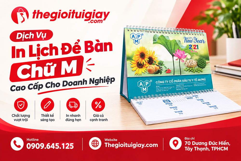 In Lịch Để Bàn Chữ M