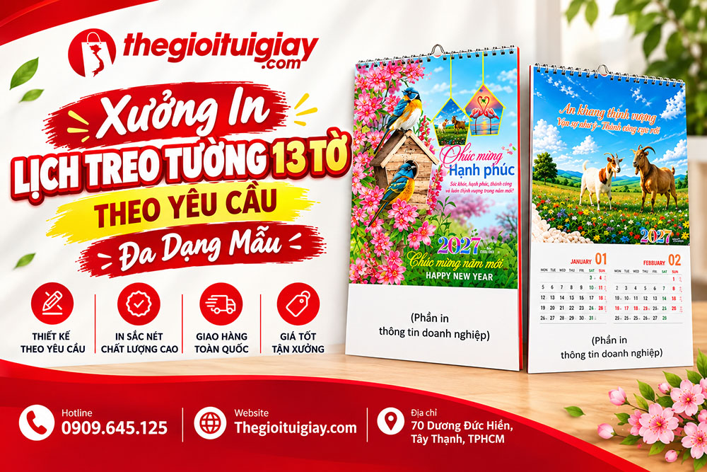 In Lịch Treo Tường 13 Tờ