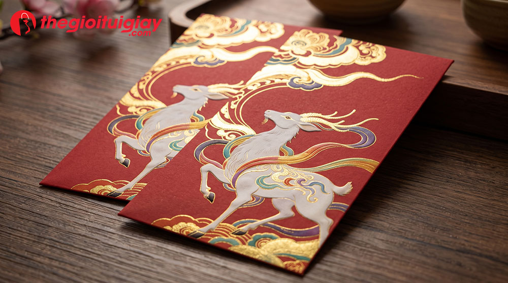 Ứng dụng kỹ thuật &eacute;p kim v&agrave; dập nổi 3D tr&ecirc;n bao l&igrave; x&igrave; 12 con gi&aacute;p