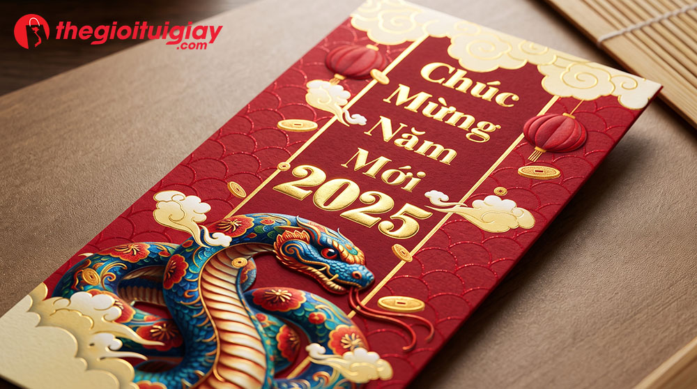 Mẫu bao lì xì ép kim và dập nổi logo sắc nét