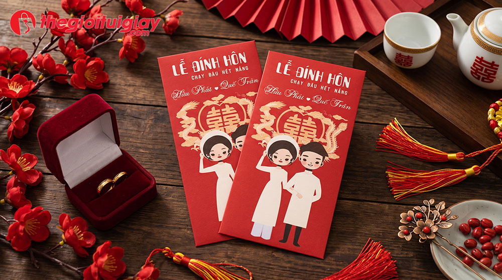 mẫu bao l&igrave; x&igrave; cưới in h&igrave;nh chibi độc đ&aacute;o