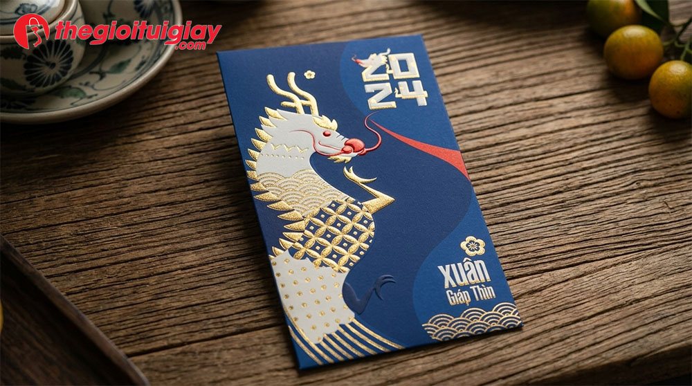 Kỹ thuật &eacute;p kim kết hợp dập nổi 3D sắc sảo tr&ecirc;n bao l&igrave; x&igrave; doanh nghiệp