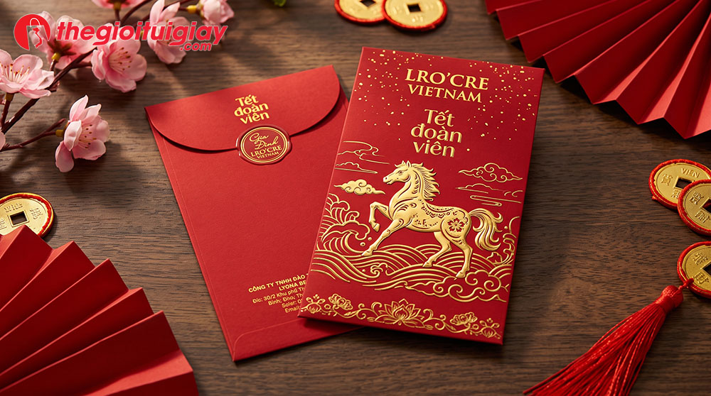 Mẫu bao l&igrave; x&igrave; &eacute;p kim kết hợp gia c&ocirc;ng dập nổi hoa văn truyền thống