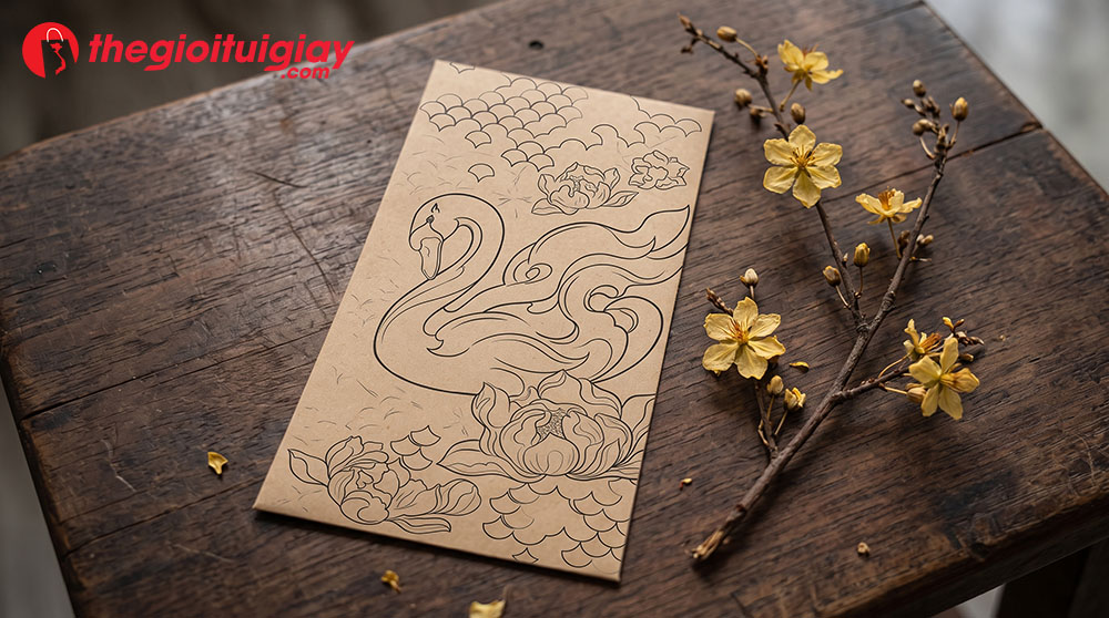 Bao l&igrave; x&igrave; giấy kraft thiết kế vintage sang trọng