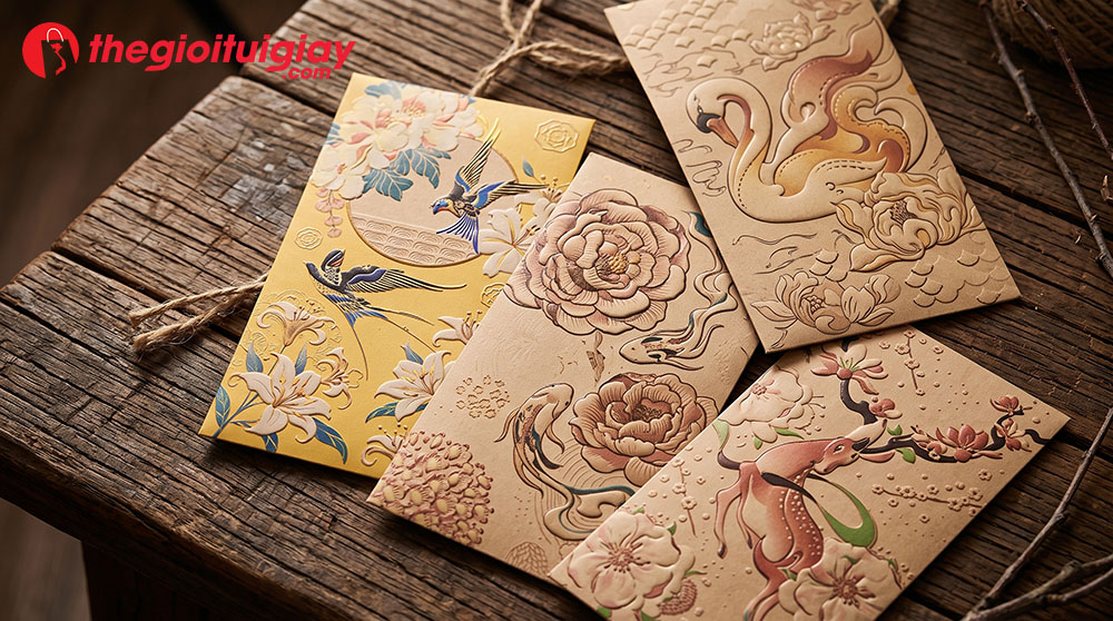 bao l&igrave; x&igrave; giấy kraft được dập nổi nổi bật