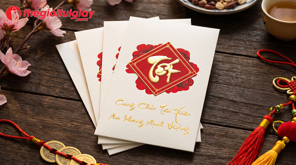Mẫu bao l&igrave; x&igrave; giấy mỹ thuật phong c&aacute;ch tối giản &eacute;p kim logo