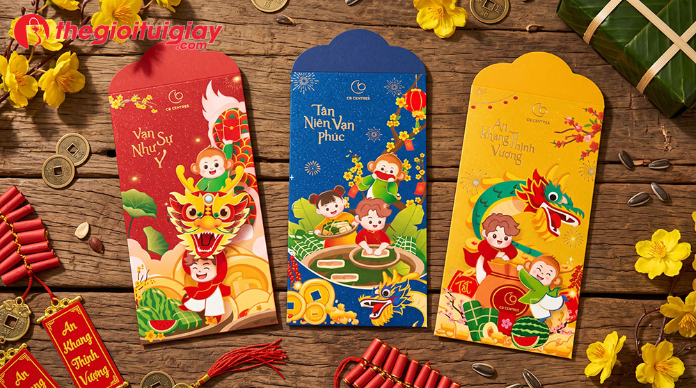Mẫu thiết kế bao l&igrave; x&igrave; kim tuyến cao cấp phong c&aacute;ch D&acirc;n gian