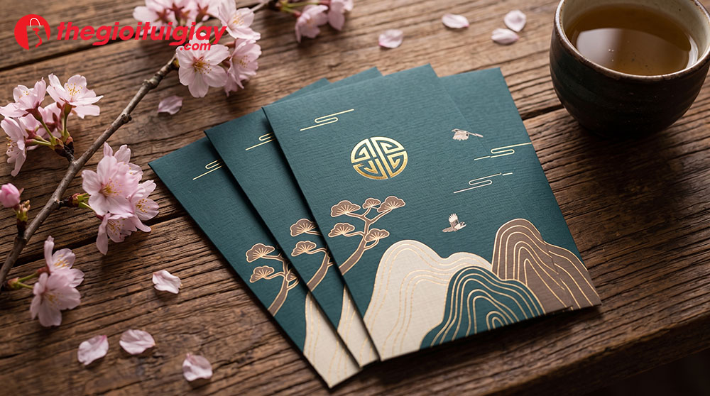 Mẫu bao lì xì doanh nghiệp ép kim sang trọng