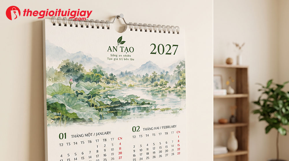 Mẫu in lịch l&ograve; xo 7 tờ treo tường chuẩn cho doanh nghiệp