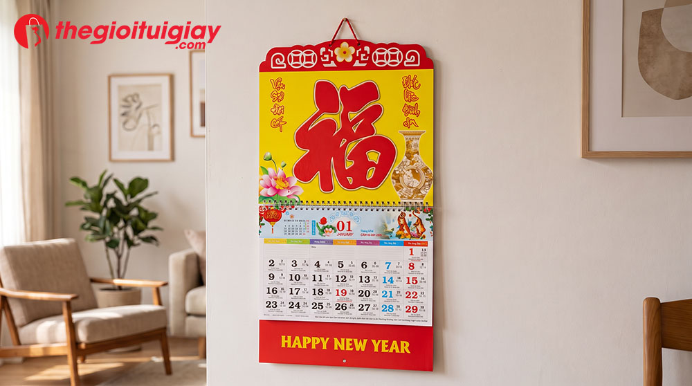 Thiết kế mẫu lịch l&ograve; xo giữa gắn bộ số 13 tờ cho doanh nghiệp