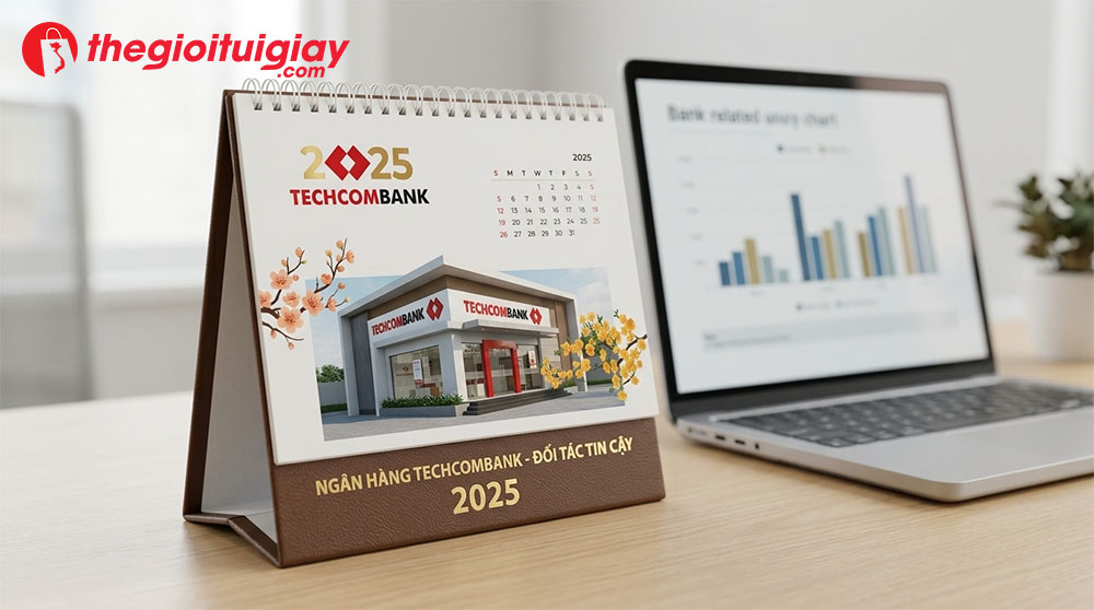 Lịch để b&agrave;n chữ A ng&acirc;n h&agrave;ng Techcombank tiện dụng cho khối văn ph&ograve;ng v&agrave; doanh nghiệp