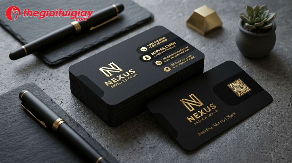 Mẫu in card visit &eacute;p kim dập nổi nhũ v&agrave;ng sang trọng