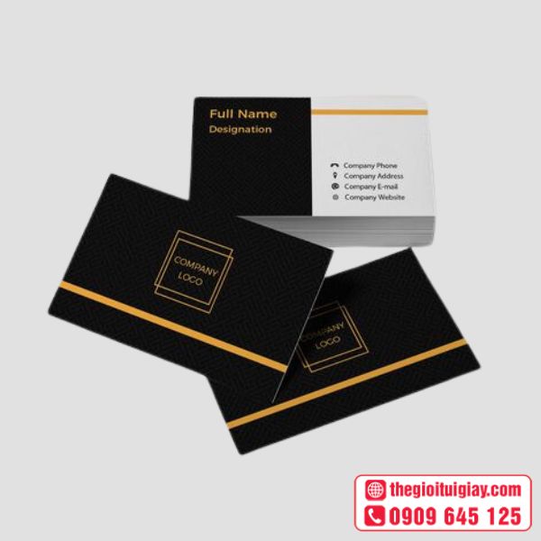 Card Visit Đen Đường Viền Vàng Tinh Tế