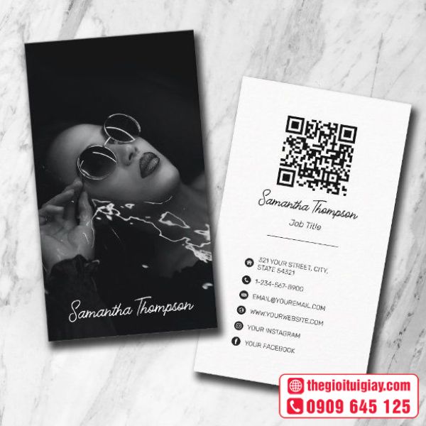 Name card tiếng anh tone trắng đen