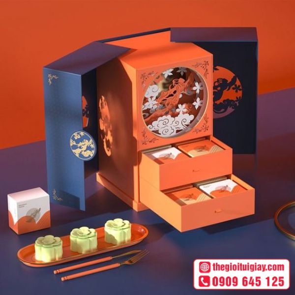 Hộp giấy đựng bánh trung thu sang trọng
