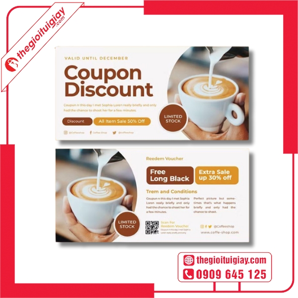 Mẫu voucher c&agrave; ph&ecirc; đẹp, sang trọng