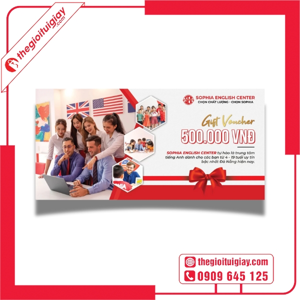Mẫu voucher học tiếng Anh đẹp, thu hút học viên tiềm năng - Sophia English