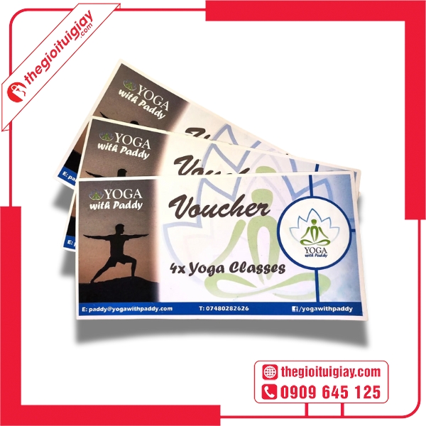 Mẫu voucher học yoga sau gia công